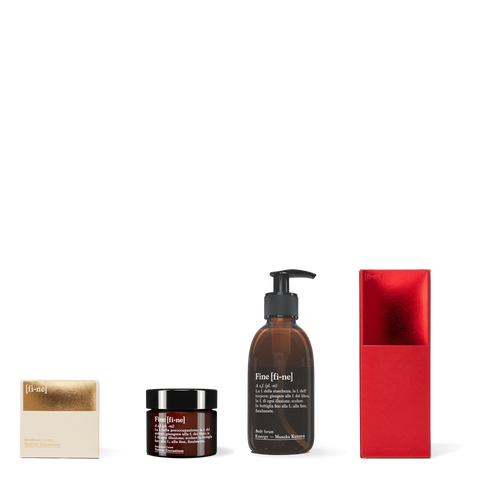 Routine Set — Vetiver Geranium Deocreme & Body Serum Energy mit Verpackungen