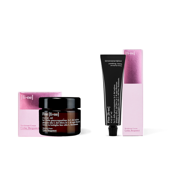 Deocreme Set Cedar Bergamot — Tiegel, Tube und Verpackungen