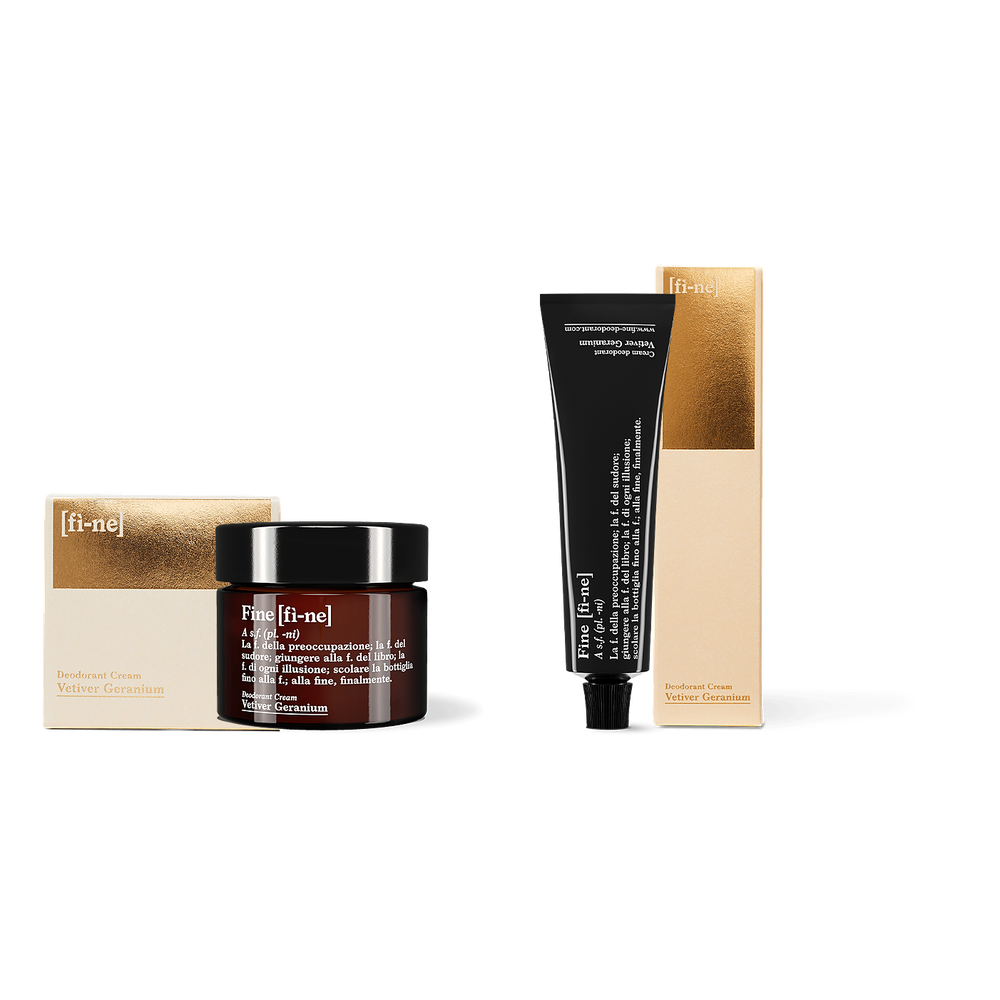 Deocreme Set Vetiver Geranium — Tiegel, Tube und Verpackungen