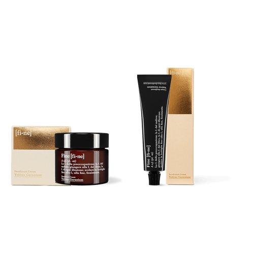 Deocreme Set Vetiver Geranium — Tiegel, Tube und Verpackungen